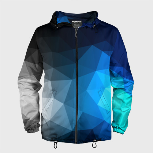 Мужская ветровка 3D Gray&Blue collection abstract, цвет черный