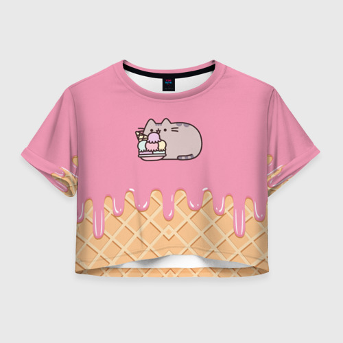 Женская футболка Crop-top 3D Pusheen Ice Cream Фото 01 Женская футболка Crop-top 3D Pusheen Ice Cream Фото 01