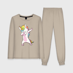 Женская пижама с лонгсливом хлопок Единорог радуга