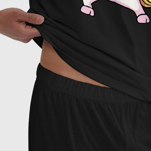Мужская пижама хлопок Единорог радуга, цвет черный - фото 6