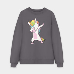 Мужской свитшот oversize без начеса хлопок Единорог радуга