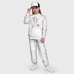 Костюм с принтом Единорог радуга для ребенка, вид на модели спереди №5. Цвет основы: белый