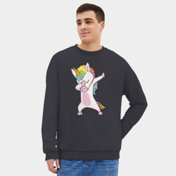 Мужской свитшот oversize без начеса хлопок Единорог радуга - фото 2