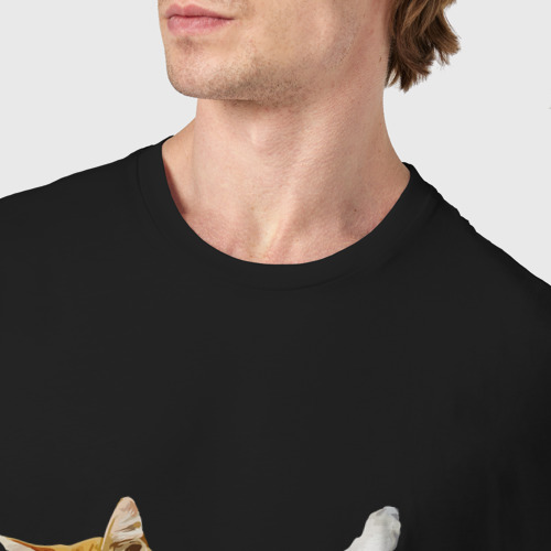 Мужская футболка хлопок Кот, цвет черный - фото 6