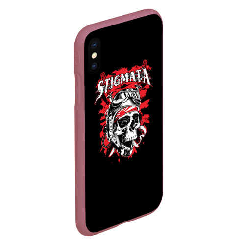 Чехол для iPhone XS Max матовый Stigmata, цвет малиновый - фото 3