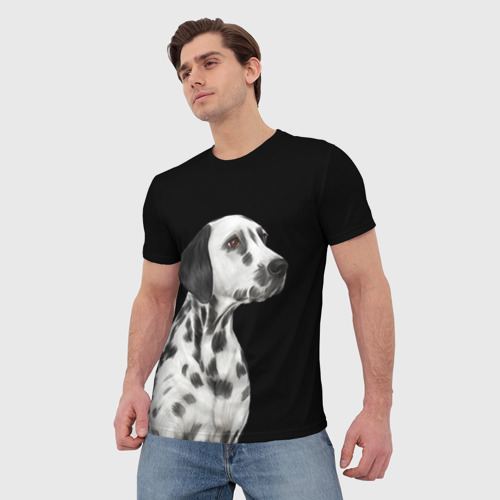 Мужская футболка 3D Далматинец арт, цвет 3D печать - фото 3