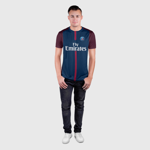 Мужская футболка 3D Slim Neymar home PSG 17-18, цвет 3D печать - фото 4