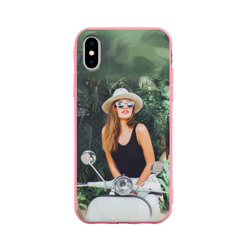 Чехол для Apple iPhone X силиконовый матовый Девушка на мопеде Фото 01 Чехол для Apple iPhone X силиконовый матовый Девушка на мопеде Фото 01