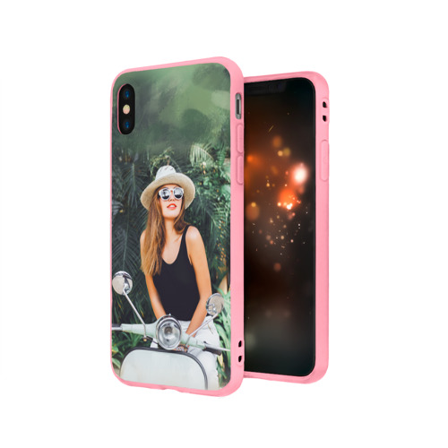 Чехол для Apple iPhone X силиконовый матовый Девушка на мопеде Фото 01 Чехол для Apple iPhone X силиконовый матовый Девушка на мопеде Фото 01