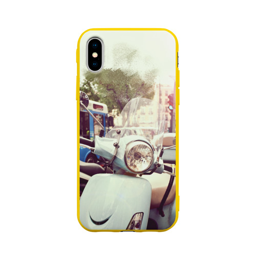 Чехол для Apple iPhone X силиконовый матовый Городской мопед Фото 01 Чехол для Apple iPhone X силиконовый матовый Городской мопед Фото 01