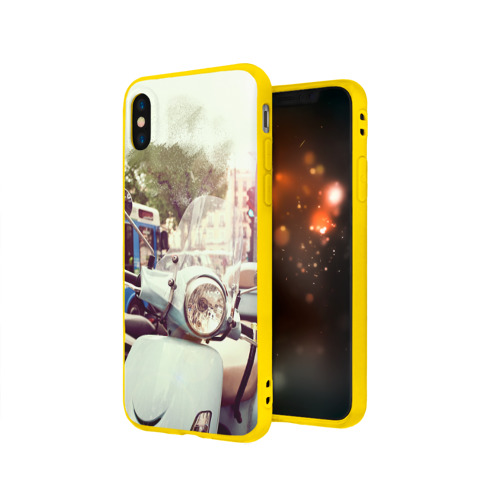 Чехол для Apple iPhone X силиконовый матовый Городской мопед Фото 01 Чехол для Apple iPhone X силиконовый матовый Городской мопед Фото 01