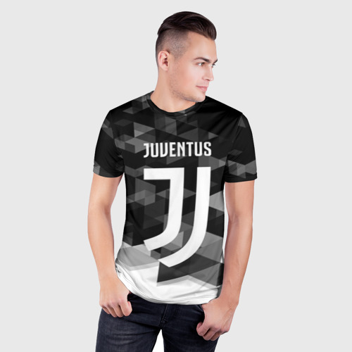 Мужская футболка 3D Slim Juventus Ювентус geometry sport, цвет 3D печать - фото 3
