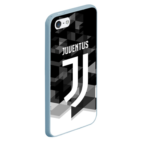 Чехол для iPhone 5/5S матовый Juventus Ювентус geometry sport, цвет голубой - фото 3