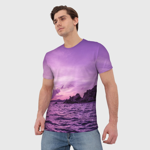 Мужская футболка 3D Закат на Виргинских островах, цвет 3D печать - фото 3
