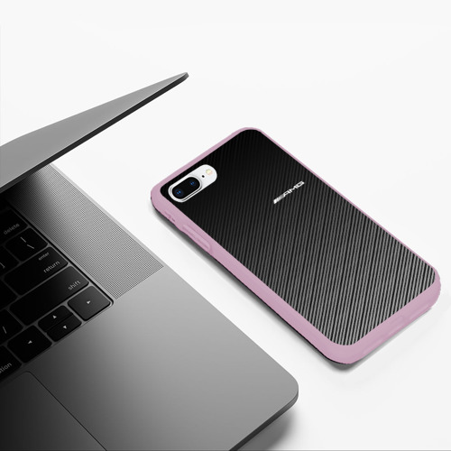 Чехол для iPhone 7Plus/8 Plus матовый AMG carbon, цвет розовый - фото 5
