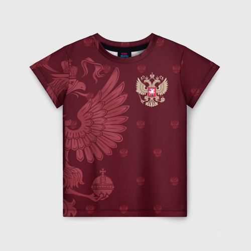 Детская футболка 3D Герб России - золотой, цвет 3D печать