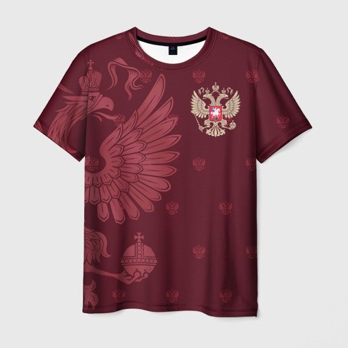 Мужская футболка 3D Герб России - золотой, цвет 3D печать
