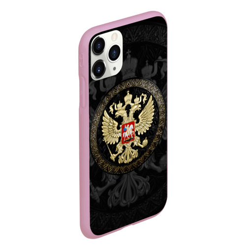Чехол для iPhone 11 Pro Max матовый с принтом Герб России, вид сбоку #3