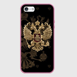 Чехол для iPhone 5/5S матовый Герб России золотой двуглавый орел