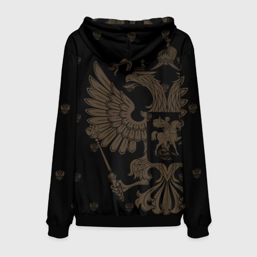Мужская толстовка 3D с принтом Герб России золотой двуглавый орел, вид сзади #1