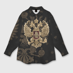 Мужская рубашка oversize 3D Герб России золотой двуглавый орел