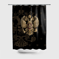 Штора 3D для ванной Герб России золотой двуглавый орел