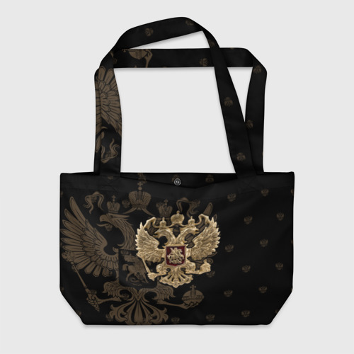 Пляжная сумка 3D Герб России золотой двуглавый орел