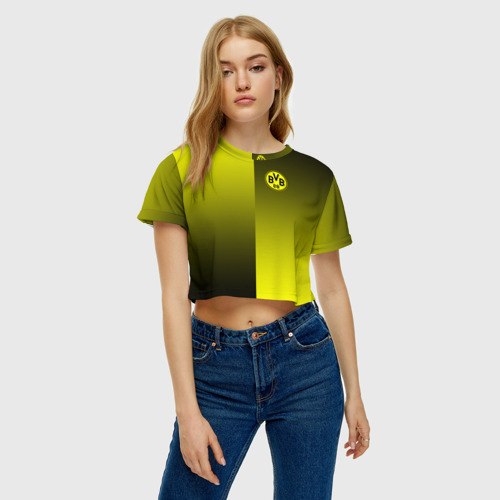 Женская футболка Crop-top 3D FC Borussia 2018 Reverse, цвет 3D печать - фото 3