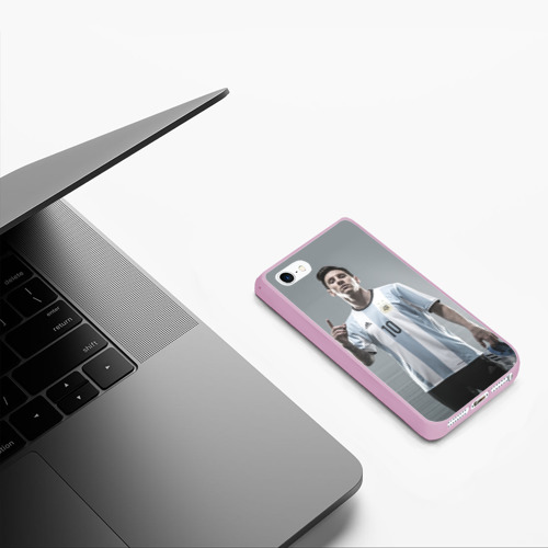 Чехол для iPhone 5/5S матовый Месси победитель, цвет розовый - фото 5