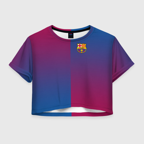 Женская футболка Crop-top 3D FC Barca 2018 Reverse