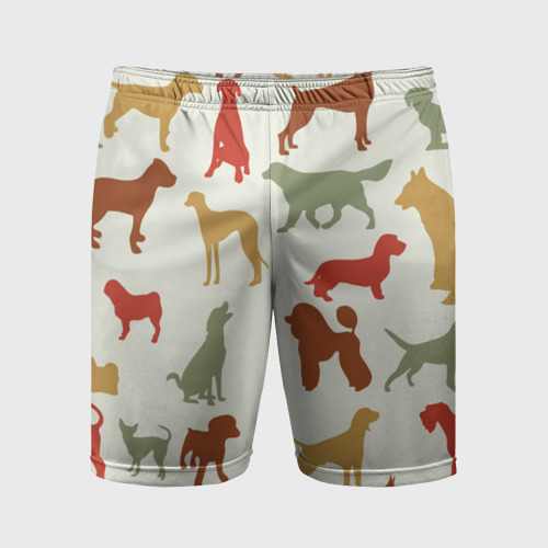 Мужские шорты спортивные Силуэты собак, цвет 3D печать