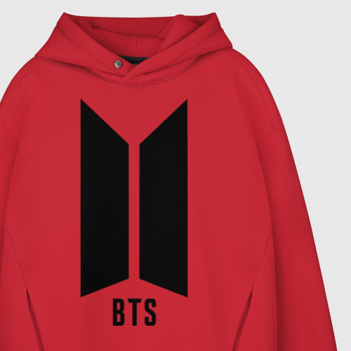 Мужское худи Oversize хлопок BTS army, цвет красный - фото 4