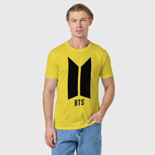Мужская футболка хлопок BTS army, цвет желтый - фото 3