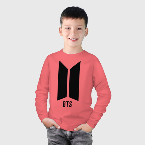 Детский лонгслив хлопок BTS army, цвет коралловый - фото 3