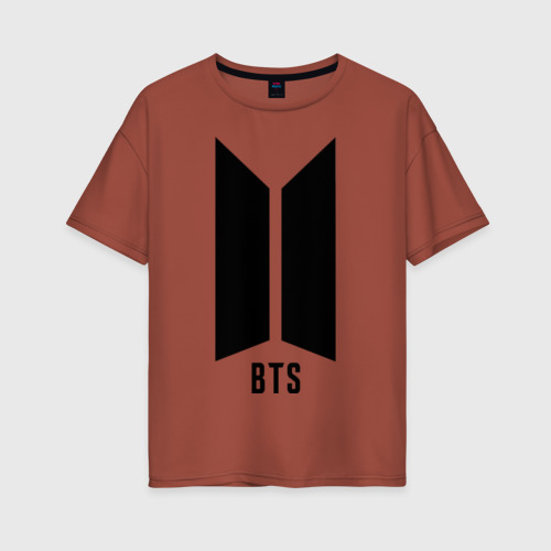 Женская футболка хлопок Oversize BTS army, цвет кирпичный