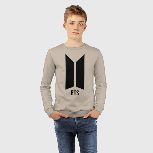 Детский свитшот хлопок BTS army, цвет миндальный - фото 7