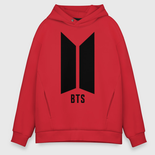 Мужское худи Oversize хлопок BTS army, цвет красный