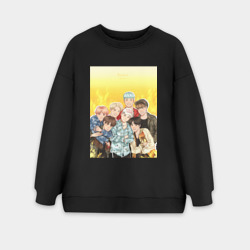 Женский свитшот oversize без начеса хлопок BTS