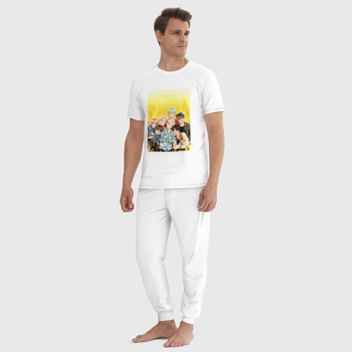 Мужская пижама хлопок BTS, цвет белый - фото 5