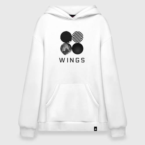 Худи SuperOversize хлопок BTS wings, цвет белый