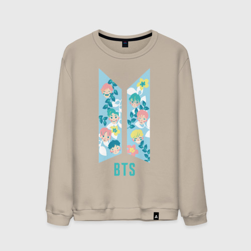 Мужской свитшот хлопок BTS army color, цвет миндальный