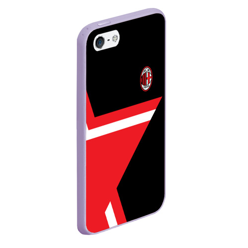 Чехол для iPhone 5/5S матовый AC MILAN STAR, цвет светло-сиреневый - фото 3