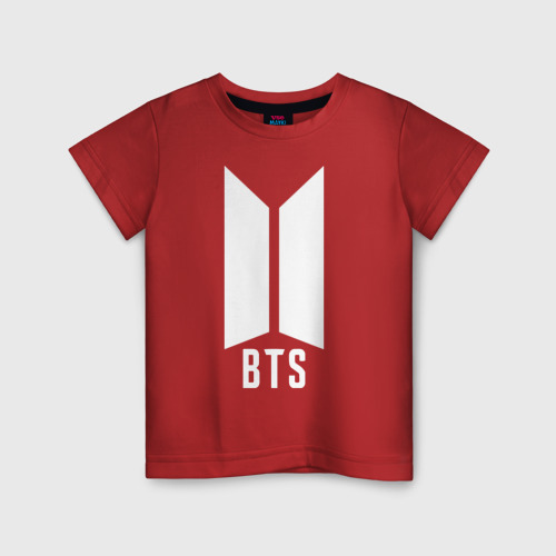 Детская футболка хлопок BTS army white, цвет красный