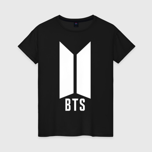 Женская футболка хлопок BTS army white, цвет черный