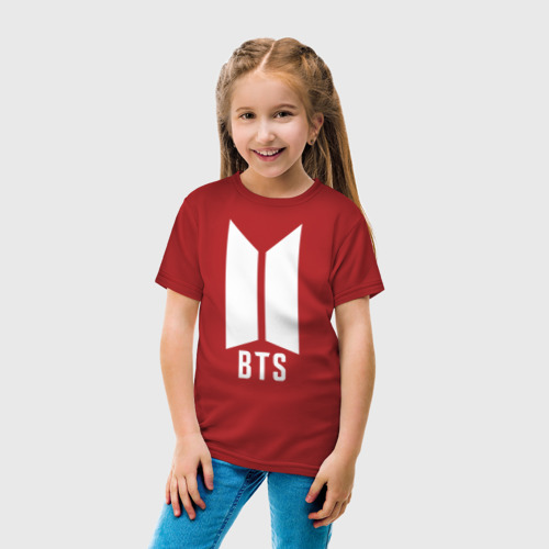 Детская футболка хлопок BTS army white, цвет красный - фото 5