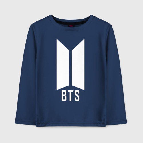 Детский лонгслив хлопок BTS army white, цвет темно-синий