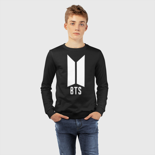 Детский свитшот хлопок BTS army white, цвет черный - фото 7