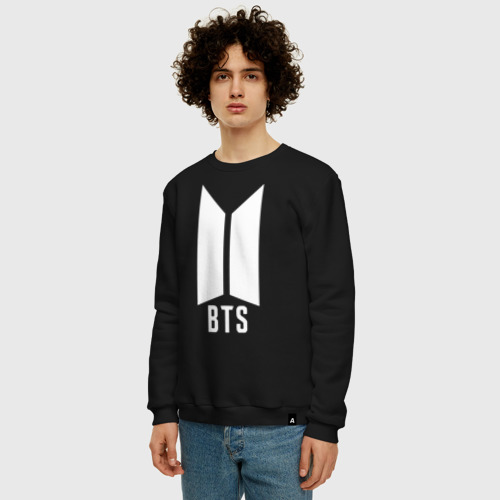 Мужской свитшот хлопок BTS army white, цвет черный - фото 3