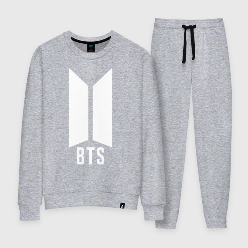 Женский костюм хлопок BTS army white, цвет меланж