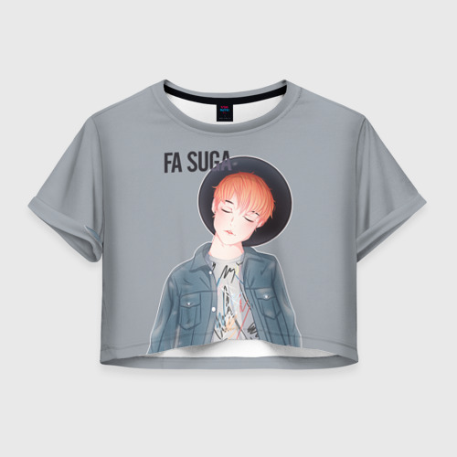 Женская футболка Crop-top 3D fa suga bts, цвет 3D печать